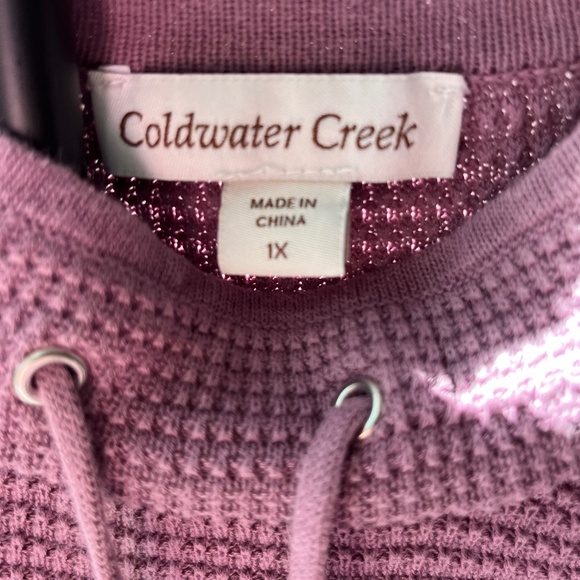 Coldwater Creek Lightweight Mock Neck Lavender Waffle-Weave Pullover Sz 1X - Picture 3 of 5